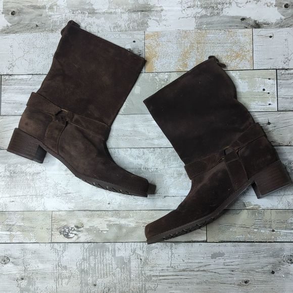 Stuart weitzman brown pimlico gold o ring leather boots